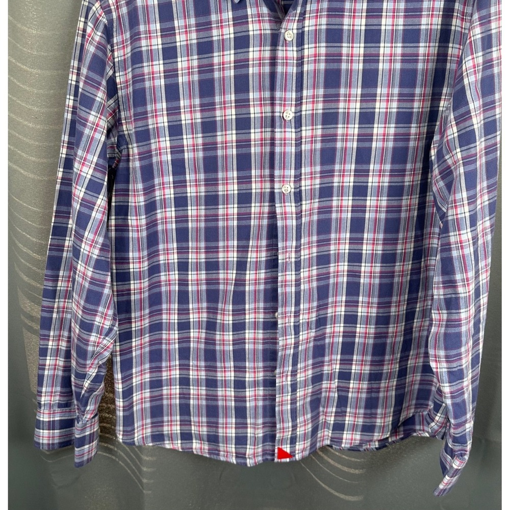 UNTUCKit Mens Large Plaid Button Down Shirt Navy Magenta White 100% Cotton USA - Picture 5 of 8